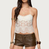 Amarie Sheer Lace Halter Top