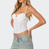 Semi Sheer Linen Look Corset