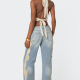 Open Back Triangle Halter Top