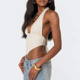 Open Back Triangle Halter Top