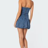 Denim Bubble Skirt Mini Dress