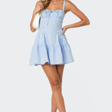 Basil Cupped Gingham Mini Dress