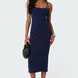 Air Back Slitted Midi Dress