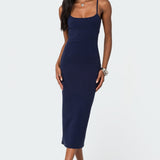 Air Back Slitted Midi Dress
