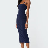 Air Back Slitted Midi Dress