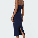 Air Back Slitted Midi Dress