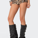 Sequin Leopard Printed Micro Shorts
