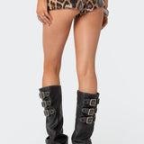 Sequin Leopard Printed Micro Shorts