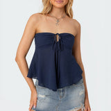 Tadria Drawstring Baby Doll Top