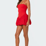 Ribbed Bubble Skirt Mini Dress
