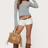 Iridescent Button Boat Neck Top