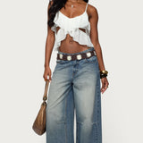 Sheer Chiffon Ruffled Cut Out Top