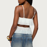 Sheer Chiffon Ruffled Cut Out Top