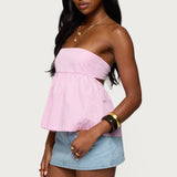Maddie Strapless Striped Babydoll Top