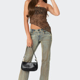 Leopard Printed Sheer Mesh Tube Top