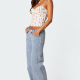 Indira Printed Cupped Lace Up Corset