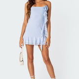 Thalia Flower Pin Ruffle Mini Dress