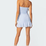 Thalia Flower Pin Ruffle Mini Dress