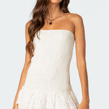 Livia Lacey Cotton Scrunch Mini Dress