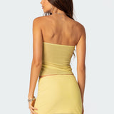 Cyrene Split Front Sheer Mesh Top
