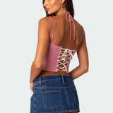 Pippa Gingham Lace Up Corset