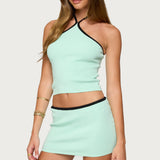 Aureley Contrast Knit Halter Top