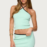 Aureley Contrast Knit Halter Top