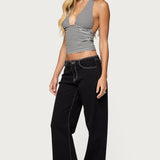 Sage Striped Halter Top