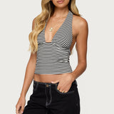 Sage Striped Halter Top