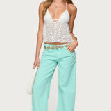 Meela Sequin Net Halter Top