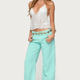 Meela Sequin Net Halter Top