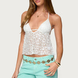 Meela Sequin Net Halter Top