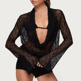 Lera Lacey Sheer Mesh Top