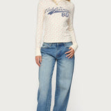 Cali Floral Ribbed Long Sleeve T Shirt