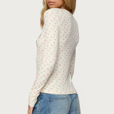 Cali Floral Ribbed Long Sleeve T Shirt