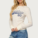 Cali Floral Ribbed Long Sleeve T Shirt