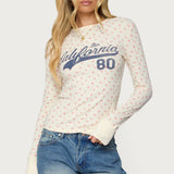 Cali Floral Ribbed Long Sleeve T Shirt