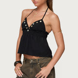 Textured Iridescent Babydoll Halter Top