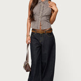 Imrie Plaid Collared Halter Top