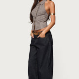 Imrie Plaid Collared Halter Top