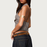 Imrie Plaid Collared Halter Top
