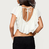 Deena Ruffled V Neck Top