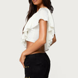 Deena Ruffled V Neck Top