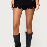 Studded Faux Suede Micro Shorts