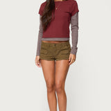 Layered Stripey Long Sleeve T Shirt