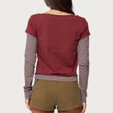 Layered Stripey Long Sleeve T Shirt