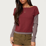Layered Stripey Long Sleeve T Shirt