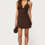 Rafaella Ruched Halter Mini Dress