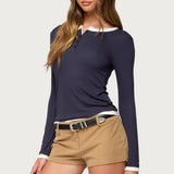 Contrast Layered Look Henley Top