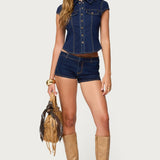 Contrast Stitch Button Up Denim Shirt